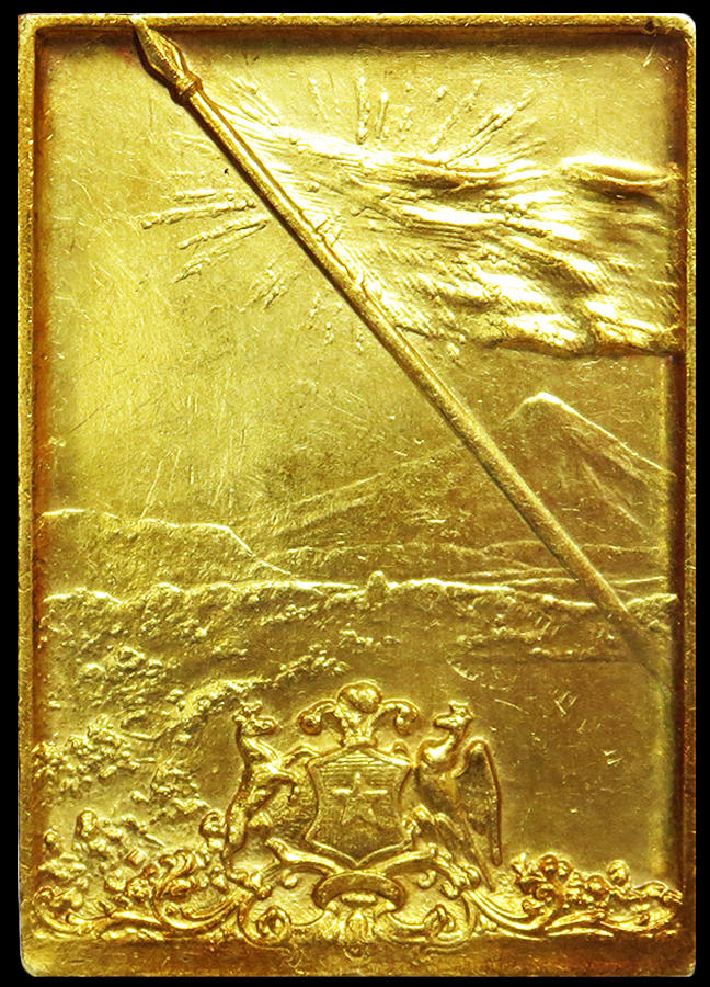 1910 GOLD FRANCE RENE LALIQUE 18K GOLD PLAQUE CHILEAN INDEPENDENCE