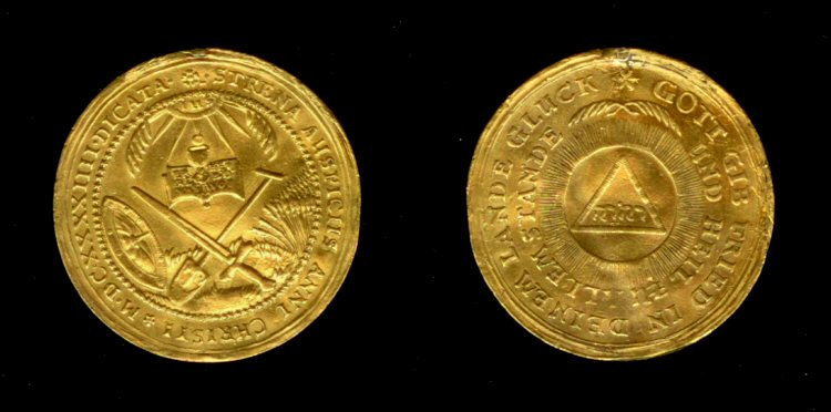1644 GOLD SAXONY 4 DUCATS NEW YEAR PEACE MEDAL (JEHOVAH) RARE