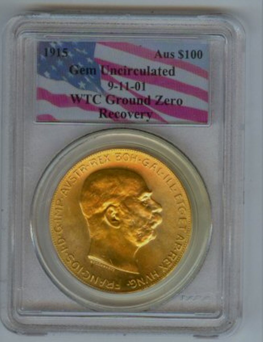 1915 GOLD AUSTRIA 100 CORONA WTC RECOVERY PCGS GEM UNC