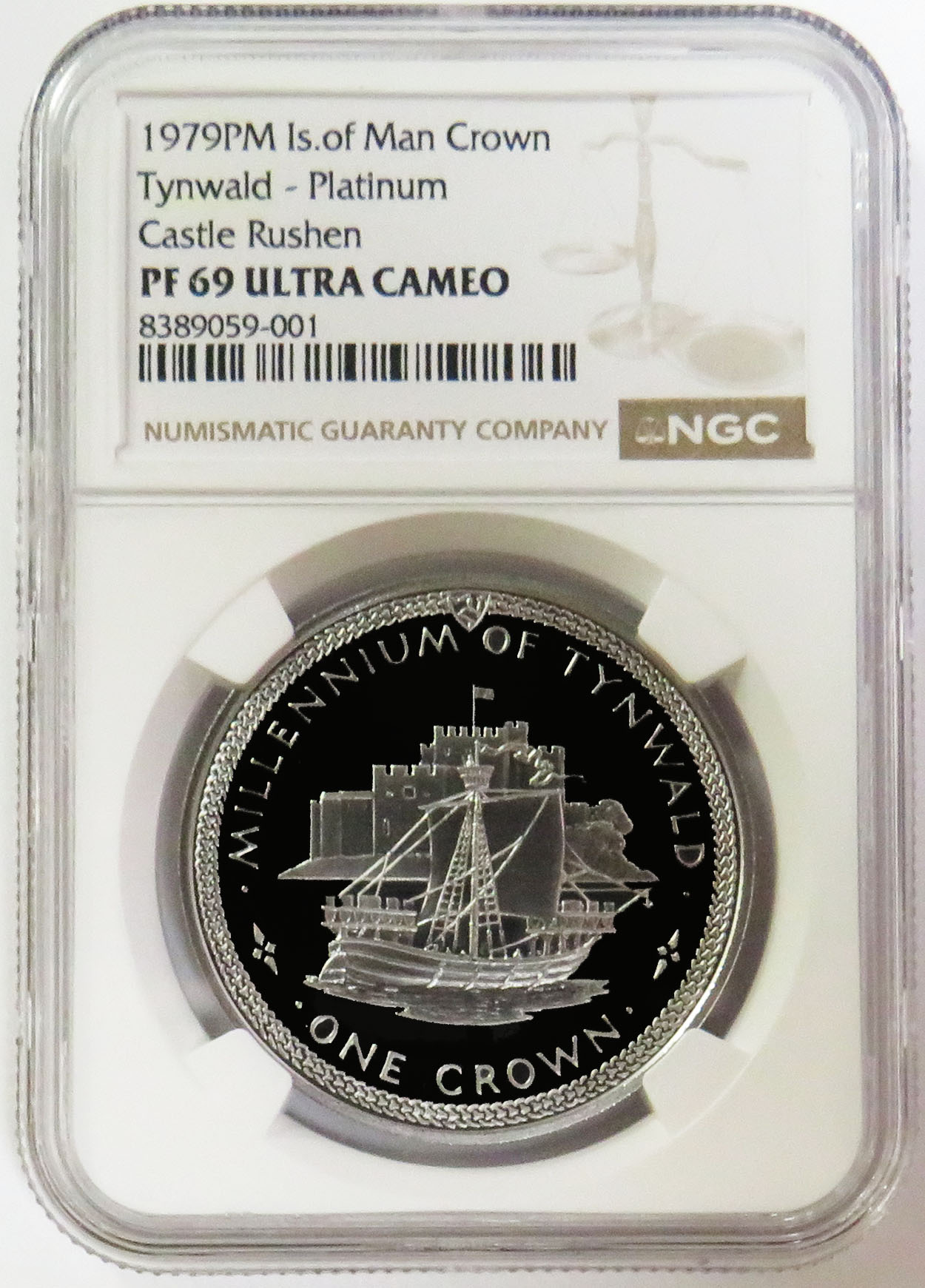 1979 PLATINUM ISLE OF MAN CASTLE RUSHEN 1 CROWN TYNWALD NGC PROOF 69 ULTRA CAMEO 100 MINTED
