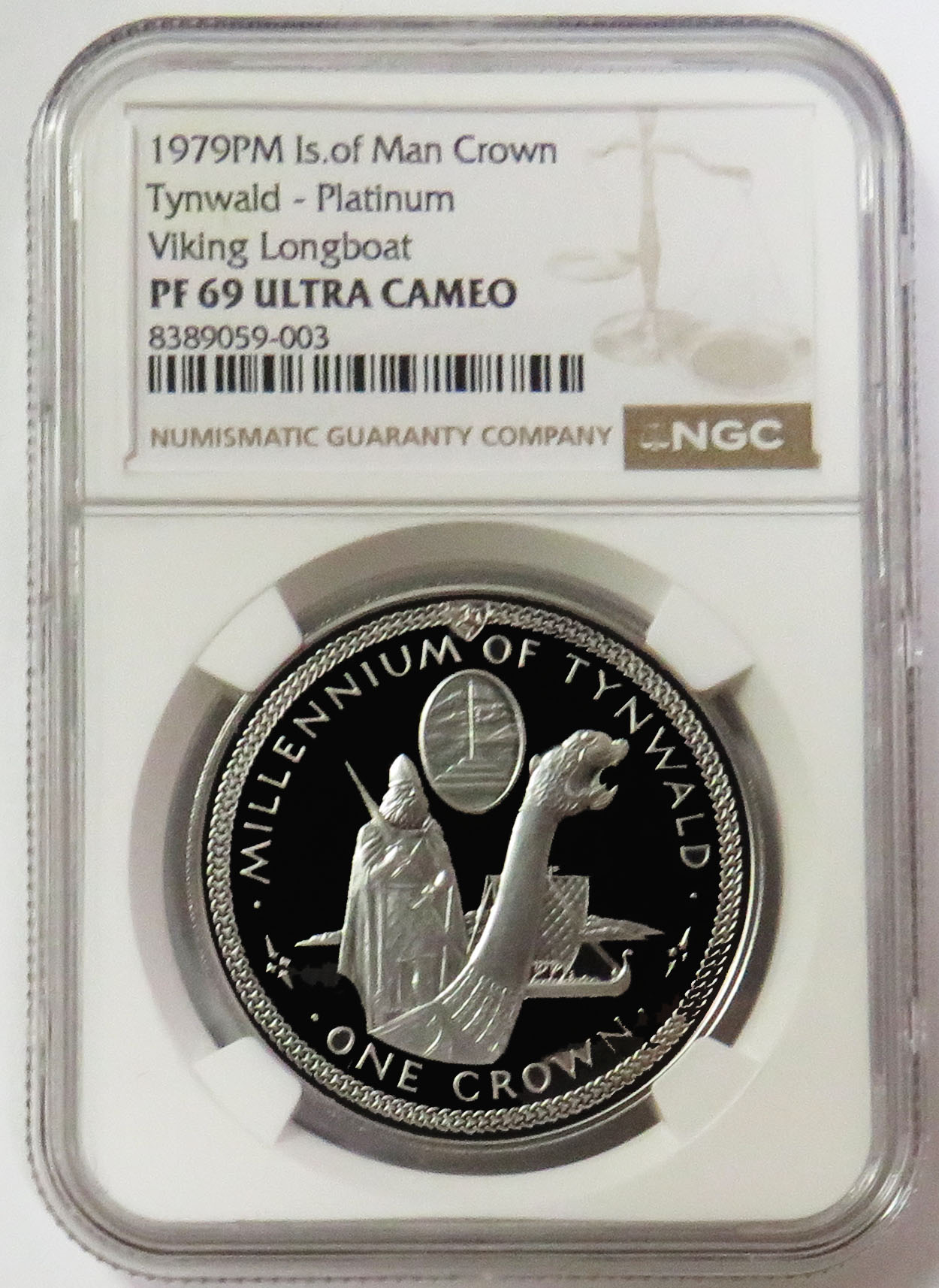 1979 PLATINUM ISLE OF MAN VIKING LONGBOAT 1 CROWN TYNWALD NGC PROOF 69 ULTRA CAMEO 100 MINTED