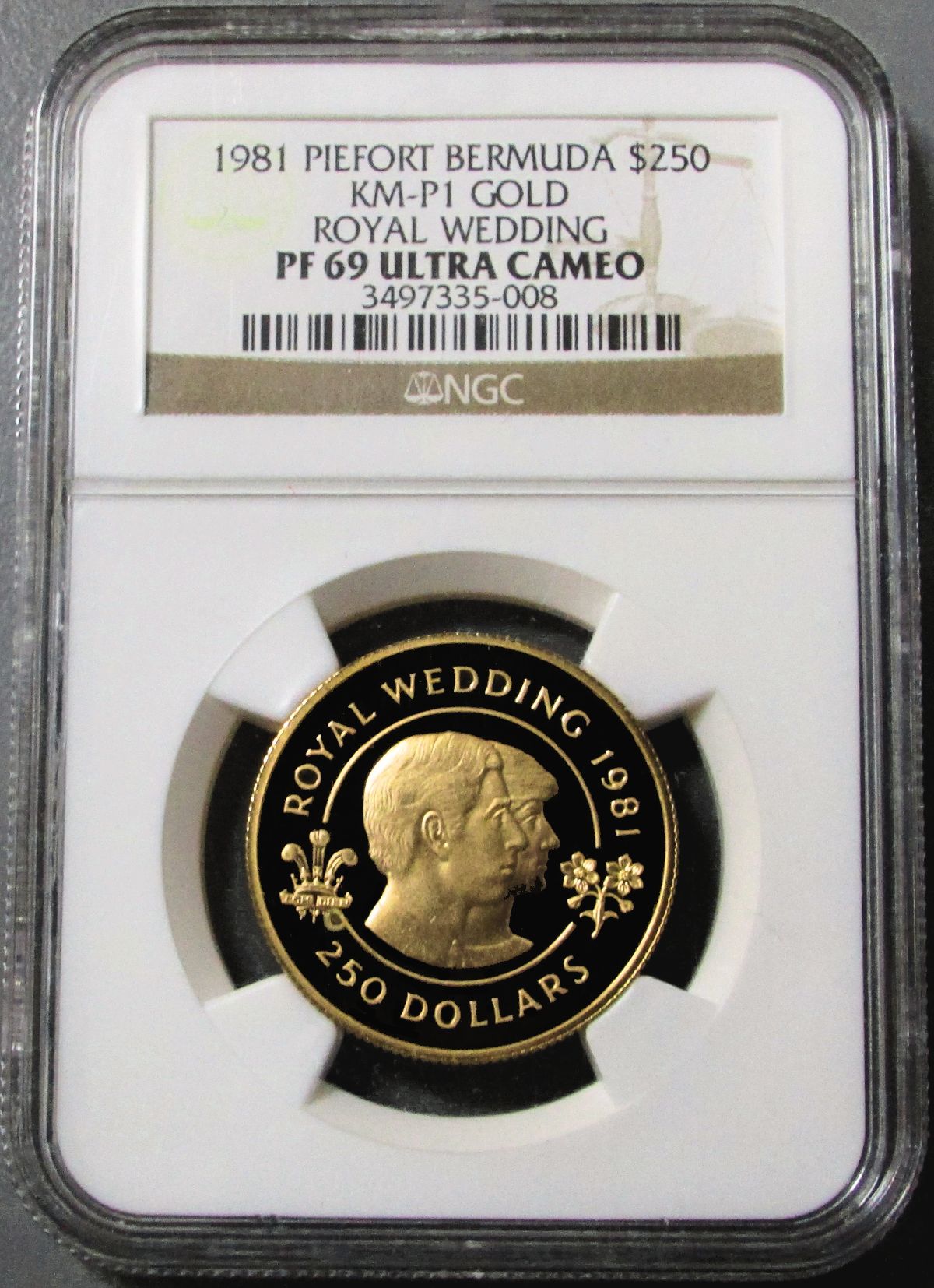 1981 GOLD BERMUDA $250 NGC PROOF 69 ULTRA CAMEO WEDDING PIEFORT ONLY 690 MINTED