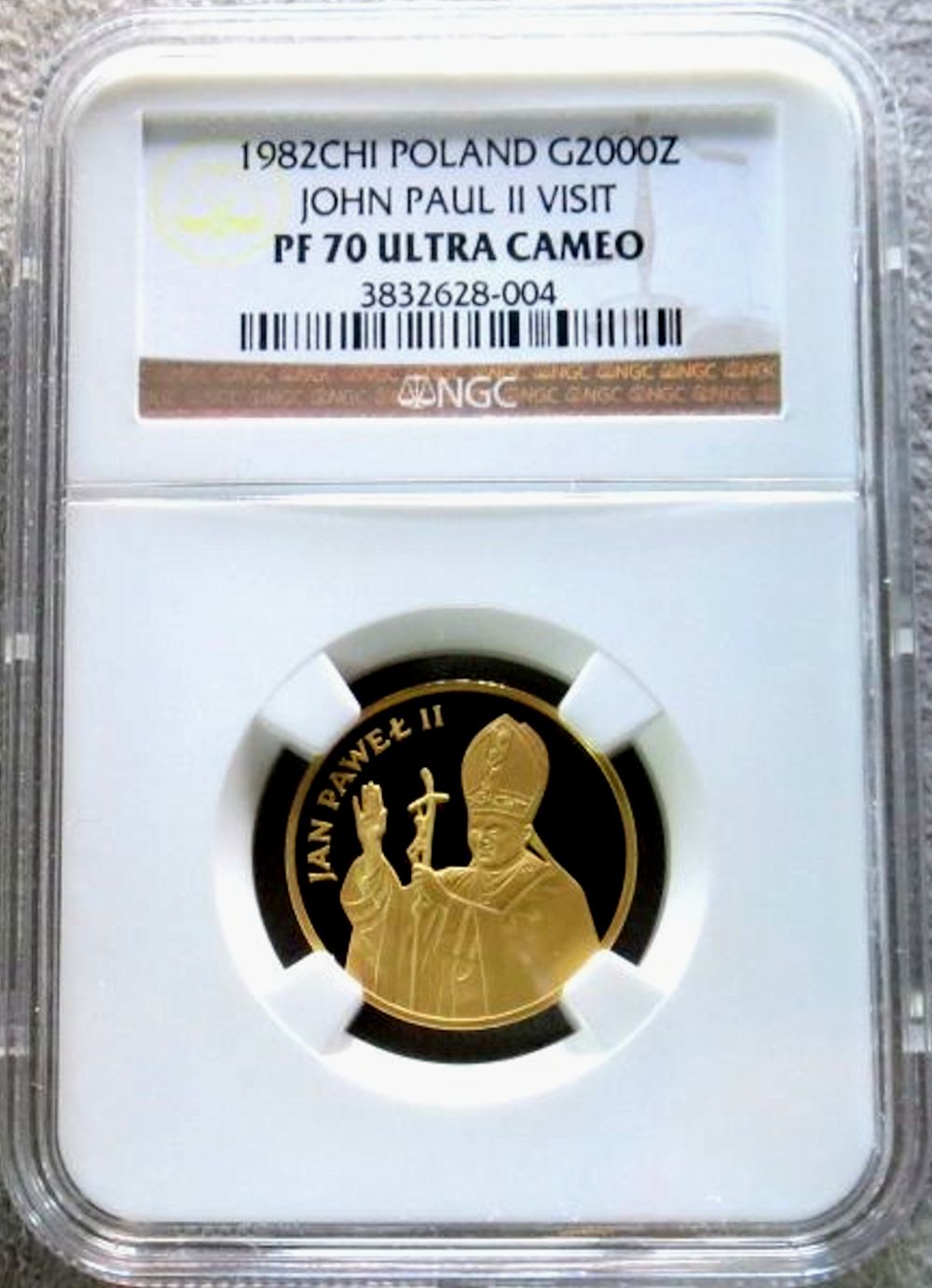1982 GOLD POLAND 2000 ZLOTYCH NGC PERFECT PROOF 70 ULTRA CAMEO "SAINT JOHN PAUL II" ONLY 1,250 MINTED 