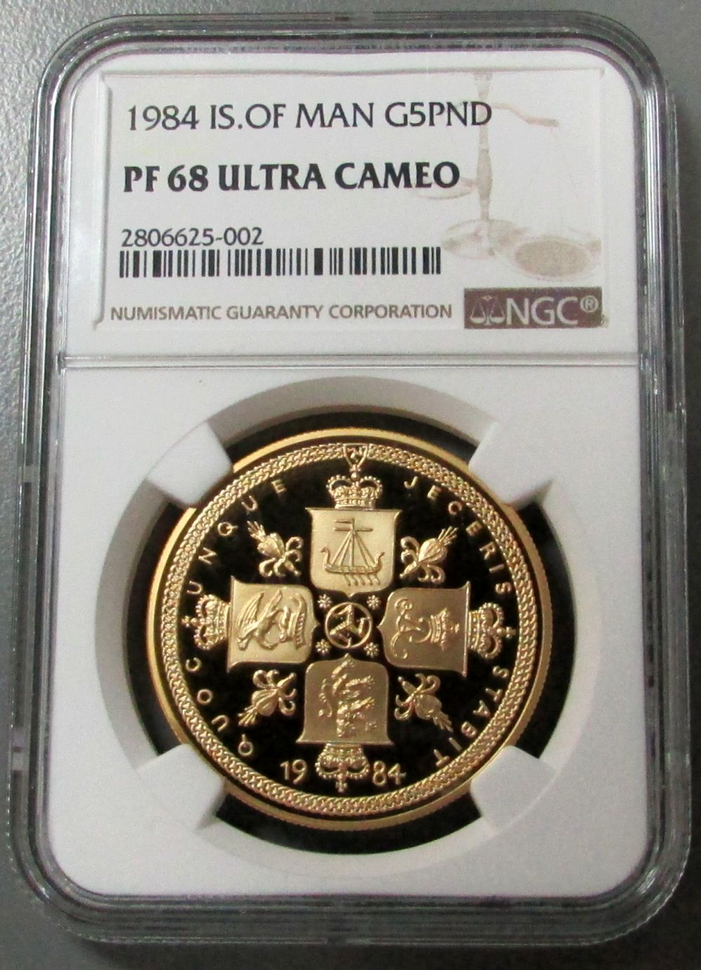 1984 GOLD ISLE OF MAN 5 SOVEREIGN  COIN NGC PROOF 68 ULTRA CAMEO LESS THAN 10 MINTED 