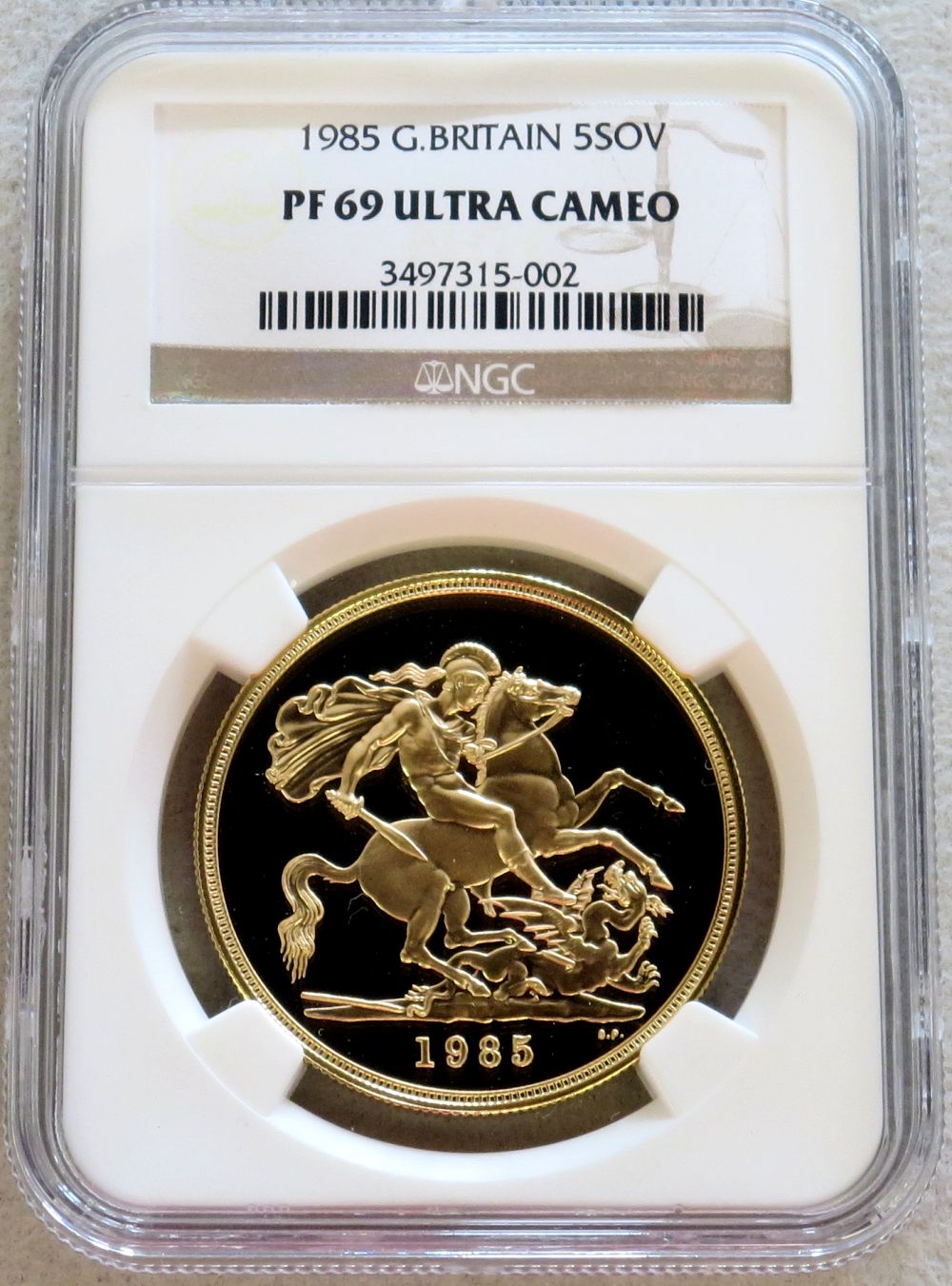 1985 GOLD GREAT BRITAIN 5 POUNDS NGC PROOF 69 ULTRA CAMEO