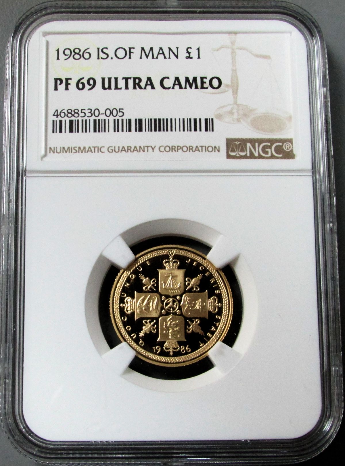 1986 GOLD ISLE OF MAN 1 POUND SOVEREIGN  COIN NGC PROOF 69 ULTRA CAMEO "ONLY 12 MINTED" 