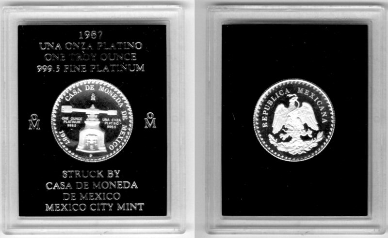1987 PLATINUM MEXICO 1 UNZA "CASA DE MONEDA DE MEXICO"