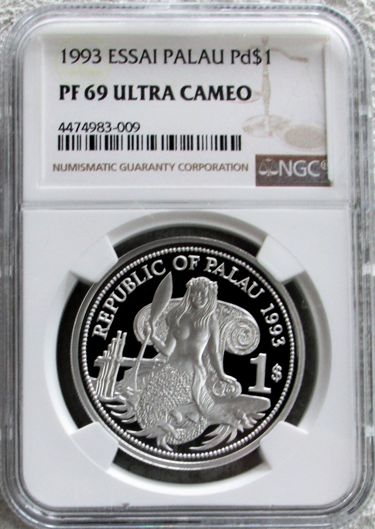 1993 ESSAI PALLADIUM PALAU $1 NGC PROOF 69 ULTRA CAMEO  ONLY 15 MINTED