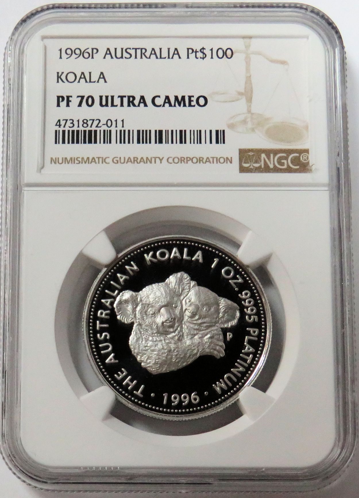 1996 PERTH MINT PLATINUM AUSTRALIA $100 KOALA NGC PROOF 70 ULTRA CAMEO ONLY 200 MINTED POP: 2/0