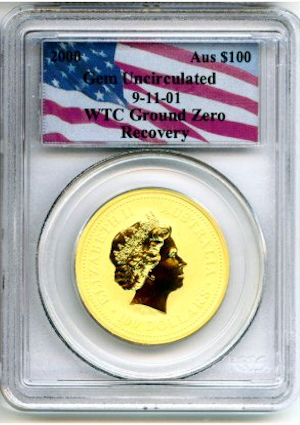 2000 GOLD AUSTRALIA $100 PCGS GEM UNC WORLD "TRADE CENTER RECOVERY GROUND ZERO"