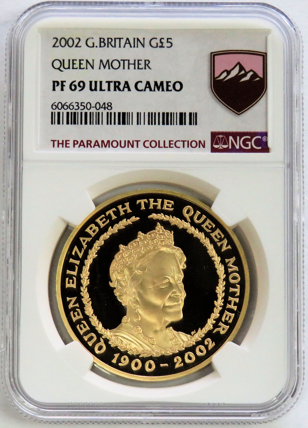 2002 GOLD GREAT BRITAIN 5 POUNDS SOVEREIGN QUEEN MOTHER PROOF COIN NGC PF 69 ULTRA CAMEO 2,086 MINTAGE