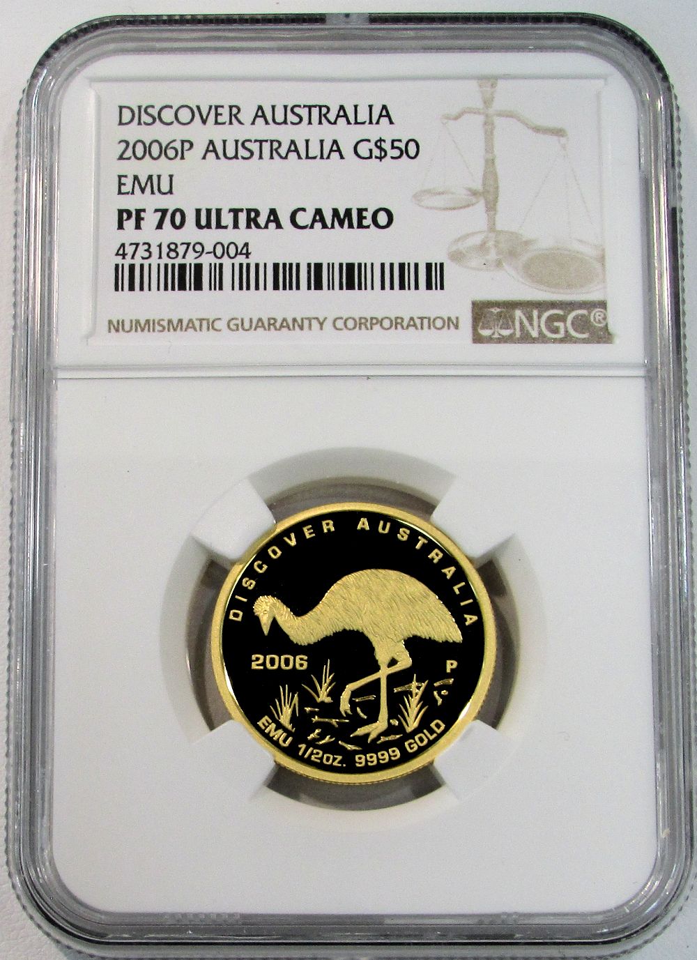 2006 P GOLD AUSTRALIA $50 COIN NGC PROOF 70 ULTRA CAMEO DISCOVERY SERIES EMU ONLY 446 MINTED
