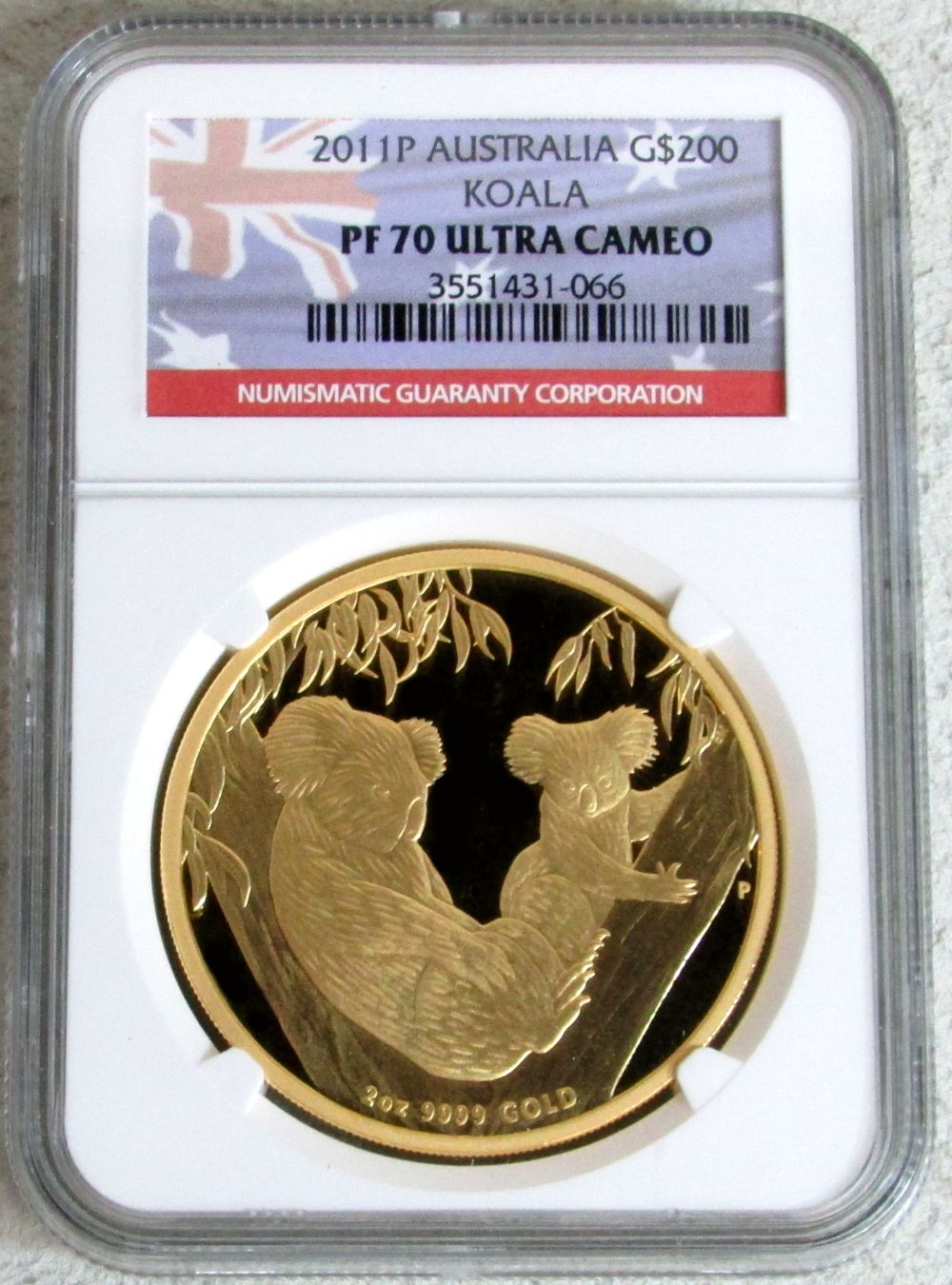2011 PERTH MINT GOLD AUSTRALIA $200 KOALA NGC PERFECT PROOF 70 ULTRA CAMEO "2 OZ COIN" ONLY 250 MINTED 