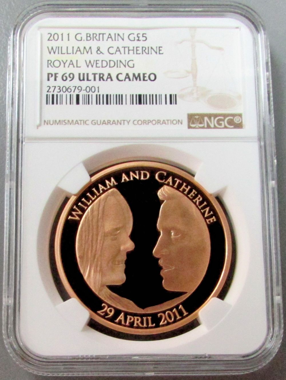 2011 GOLD GREAT BRITAIN 5 POUND ROYAL WEDDING WILLIAM & CATHERINE NGC PROOF 69 ULTRA CAMEO 