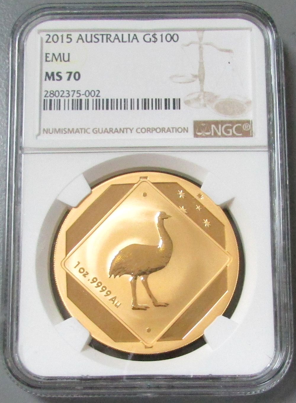 2015 GOLD AUSTRALIA $100 EMU NGC PERFECT PROOF 70 ULTRA CAMEO