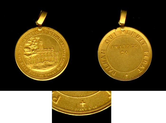 19TH CENTURY GOLD TIFFANY & CO. ALBANY ACADEMY GANSEVOORT MEDAL