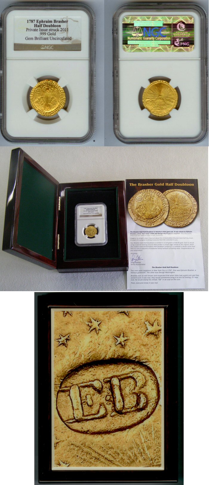 2011 GOLD BRASHER 1/2 DOUBLOON SMITHSONIAN ISSUE NGC GEM BU