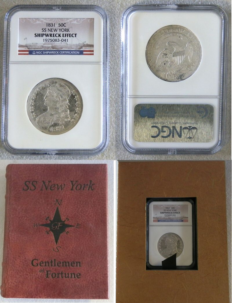 1831 SILVER CAPPED BUST 50¢ NGC S.S. NEW YORK BOOK & COIN SET