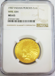 1907 $10 WIRE RIM GOLD USA INDIAN HEAD EAGLE COIN NGC MINT STATE 65 ONLY 542 MINTED