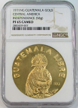 1971 GOLD GUATEMALA RARE PROCLAMATION 49.8 GRAM MEDAL NGC PROOF 65 CAMEO