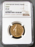 1978 GOLD FRANCE PIEFORT 1 FRANC NGC PROOF 69 ONLY 142 MINTED