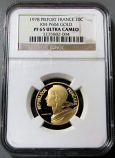 1978 GOLD FRANCE PIEFORT 20 CENTIMES NGC PROOF 65 ULTRA CAMEO ONLY 141 MINTED 