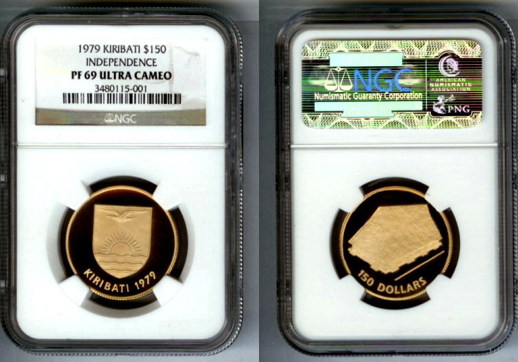 1979 GOLD KIRIBATI $150 NGC PROOF 69 ULTRA CAMEO  " INDEPENDENCE" ONLY 386 MINTED