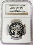 1982 PLATINUM FRANCE 2 OZ PIEFORT 100 FRANCS NGC PROOF 65 ULTRA CAMEO ONLY 16 MINTED