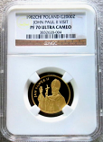 1982 GOLD POLAND 2000 ZLOTYCH NGC PERFECT PROOF 70 ULTRA CAMEO "SAINT JOHN PAUL II" ONLY 1,250 MINTED 