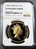 1985 GOLD GREAT BRITAIN 5 POUND NGC PERFECT PROOF 70 ULTRA CAMEO