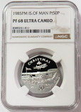 1985 PLATINUM ISLE OF MAN 50 PENCE CHRISTMAS NGC PROOF 68 ULTRA CAMEO ONLY 50 MINTED