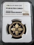 1986 GOLD ISLE OF MAN 2 POUNDS COIN NGC PROOF 68 ULTRA CAMEO "ONLY 12 MINTED"