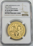 1988 GOLD SWITZERLAND 1 OZ RED CROSS ANGEL'S OF MERCY 125TH ANNIVERSARY NGC PROOF 70 ULTRA CAMEO ONLY 1,000 MINTED