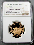 1992 GOLD SAINT THOMAS 10,000 DOBRAS SEA TURTLE NGC PROOF 70 ULTRA CAMEO 500 MINTED 