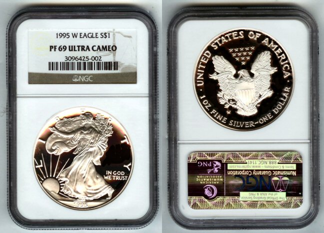 1995-W SILVER EAGLE NGC PROOF 69 ULTRA CAMEO "RARE DATE"