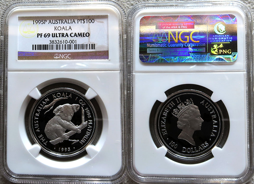 1995 PERTH MINT PLATINUM AUSTRALIA $100 KOALA NGC PROOF 69 ULTRA CAMEO ONLY 200 MINTED