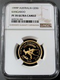 1999 P GOLD AUSTRALIA $50 KANGAROO COIN NGC PROOF 70 ULTRA CAMEO ONLY 415 MINTED 