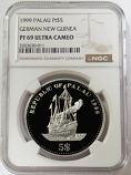 1999 PLATINUM PALAU $5 GERMAN NEW GUINEA NGC PROOF 69 ULTRA CAMEO ONLY 2 MINTED