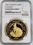 2000 P GOLD AUSTRALIA $200 KANGAROO 2 OZ COIN NGC PROOF 68 ULTRA CAMEO 265 MINTED