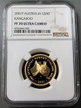 2001 P GOLD AUSTRALIA $50 KANGAROO NGC PROOF 70 ULTRA CAMEO 419 MINTED  