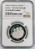 2002 P PLATINUM AUSTRALIA $100 KOALA COIN NGC PROOF 70 ULTRA CAMEO CELEBRATING MULTICULTURALISM IN AUSTRALIA" ONLY 160 MINTED 