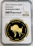 2003 P GOLD AUSTRALIA $200 KANGAROO 2 OZ COIN NGC PROOF 69 ULTRA CAMEO ONLY 200 MINTED