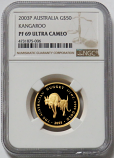2003 P GOLD AUSTRALIA $50 PROOF 1/2oz KANGAROO COIN NGC PF 69 UC 336 MINTED