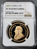 2003 GOLD SOUTH AFRICA 1oz KRUGERRAND NGC PERFECT PROOF 70 ULTRA CAMEO