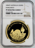 2004 P GOLD AUSTRALIA $200 KANGAROO 2 OZ COIN NGC PROOF 68 ULTRA CAMEO ONLY 168 MINTED