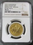 2004 GOLD CANADA BIMETALLIC $20 25th MAPLE LEAF ANNIVERSARY NGC MINT STATE 70 ONLY 801 MINTED