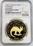 2005 P GOLD AUSTRALIA $200 KANGAROO 2 OZ COLORIZED COIN NGC PROOF 69 ULTRA CAMEO ONLY 200 MINTED