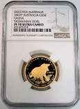 2007 P GOLD AUSTRALIA $50 COIN NGC PROOF 70 ULTRA CAMEO FAUNA SERIES  TASMANIAN DEVIL ONLY 284 MINTED