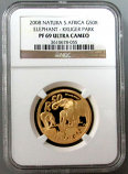 2008 GOLD SOUTH AFRICA 50 RAND 1/2 OZ NGC PROOF 69 ULTRA CAMEO "KRUGER PARK DIAMOND EYE" ONLY 200 MINTED 