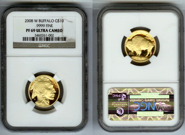 2008 W GOLD $10.00 BUFFALO NGC PROOF 69 UC